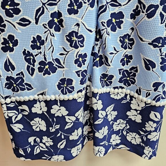 Eliza J Floral Shift Dress Light Blue & Navy Size S - Picture 9 of 12